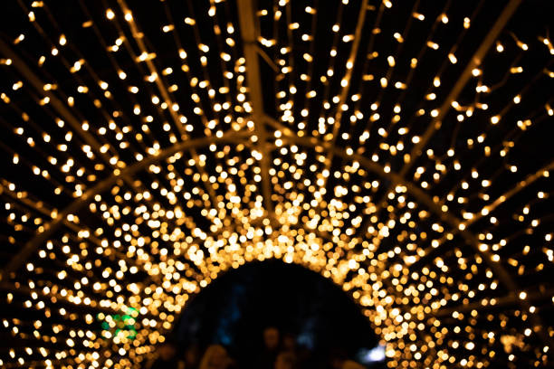 istock Christmas lights tunnel at night 1419668617