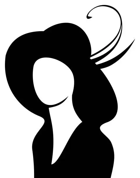 Vector illustration of abstract silhouette of a woman in a hat