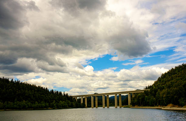istock viaduct above an artificial mountain lake 1419670819