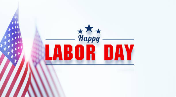 istock Labor Day Concept - Happy Labor Day Message Sitting Over American Flag Pair 1419680468