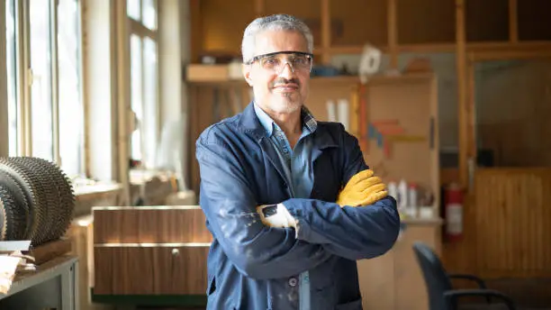 Photo of Carpenter Man Workshop Portrait