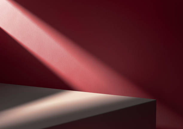 istock 3D illustration of horizontally divided red and beige background lit by diagonal light stripe. 1419690798