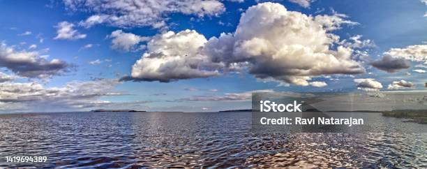 Panoramic View Of The Lake Superior With Huge Clouds Gathering Int He Evening Thunder Bay On Canada Stock Photo - Download Image Now