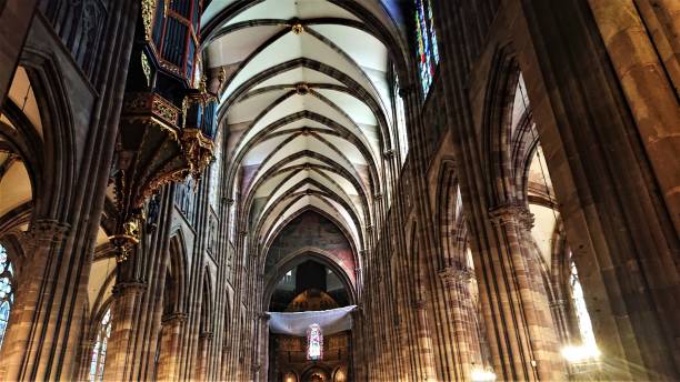 France. August. Cathedral Notre Dame de Strasbourg. Inside. Cathedral Notre Dame de Strasbourg. notre dame de strasbourg stock pictures, royalty-free photos & images