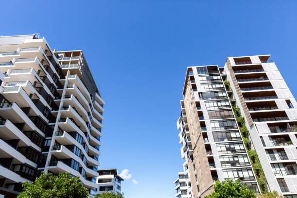 istock Modern apartment buildings, background with copy space 1419705012