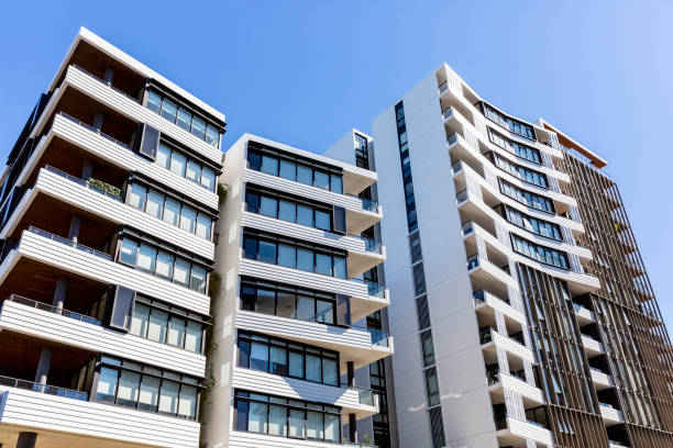 istock Modern apartment buildings, background with copy space 1419705942