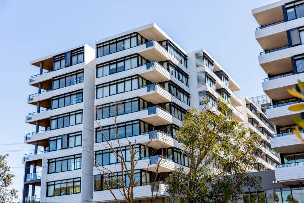 istock Modern apartment buildings, background with copy space 1419706275