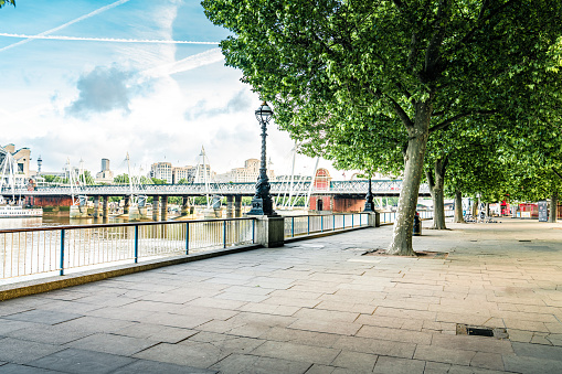 Path along the south bank of the River Thames, London