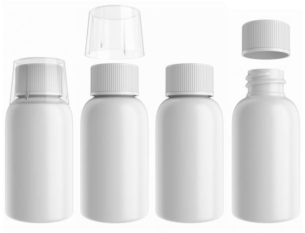 White bottle model white bottle model with transparent lid in opening process opening bottle cap photos stock pictures, royalty-free photos & images