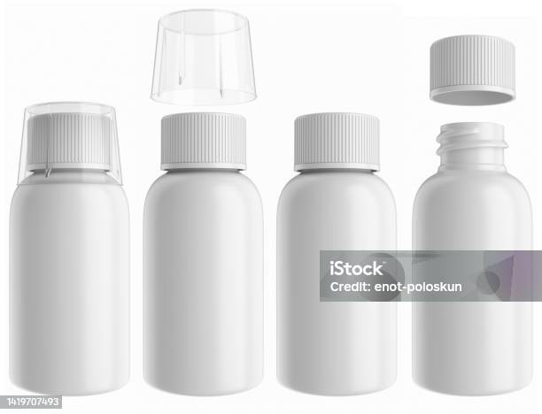 White Bottle Model Stock Photo - Download Image Now - Bottle Cap, White Color, Bottle