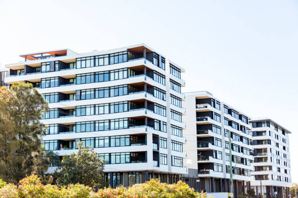 istock Modern apartment buildings, background with copy space 1419707672