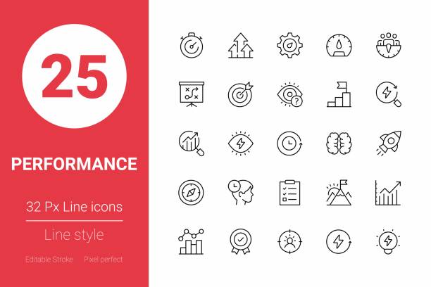 performance thin line icons. editable stroke. pixel perfect. for mobile and web. - business 幅插畫檔、美工圖案、卡通及圖標