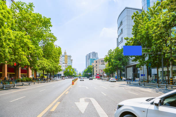 Modern urban architecture in Chengdu on sunny days