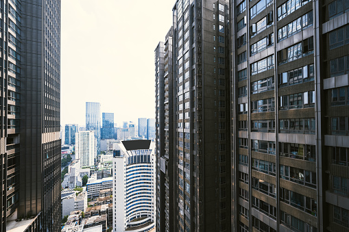 Modern urban architecture in Chengdu on sunny days