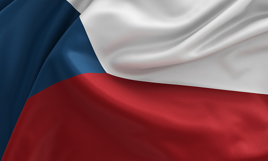 Czech Republic flag, from fabric satin, 3d illustration