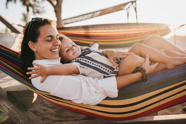 Relaxing moments in a hammock