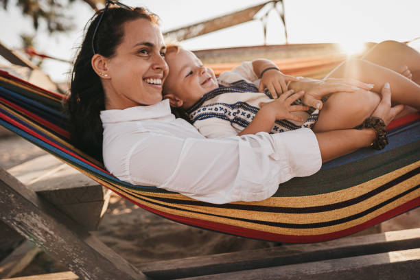 istock Hammock mom and baby son 1419718699