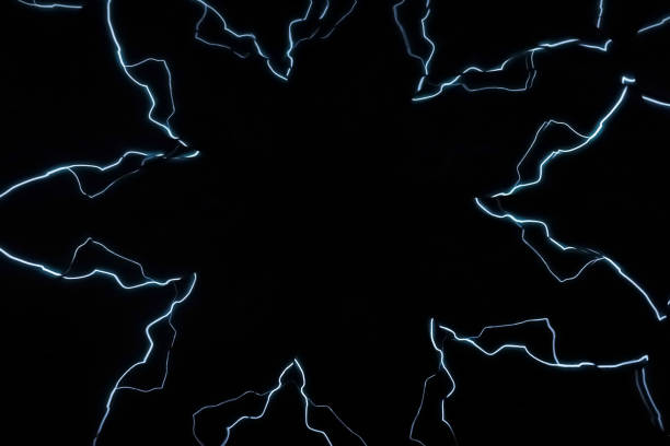 istock Fractal pattern from neon laser beams on a dark background. Blurred image 1419719604