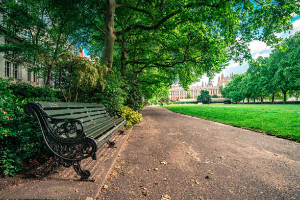 A water fountain surrounded by the verdant, lush environs of Holland Park in London, UK.