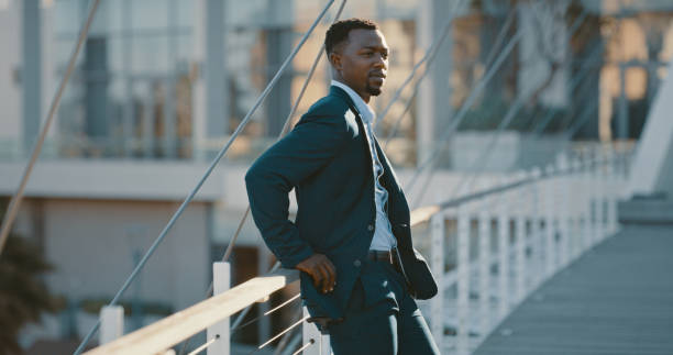 istock Business man thinking in city, creative ideas for startup company and solution for ideas in town. Employee, corporate worker or manager working for success, in management and professional in suit 1419721116
