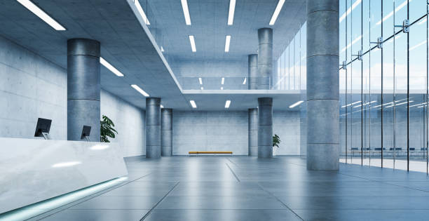 istock Modern glass wall commercial buildings reception lobby hall 1419723493