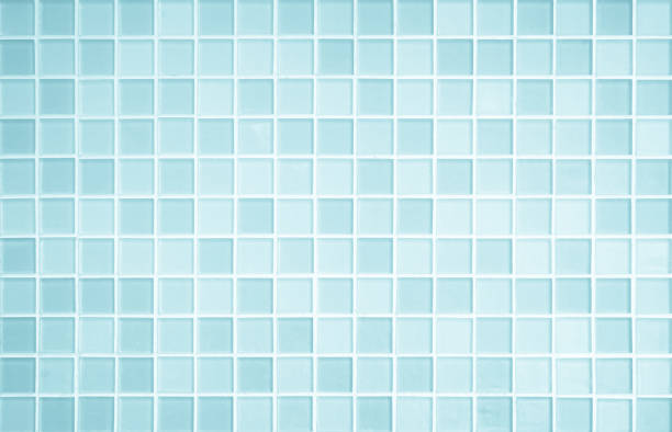istock Blue light ceramic wall chequered and floor tiles mosaic background in bathroom, kitchen. Design pattern geometric with grid wallpaper texture decoration pool. Simple seamless abstract surface clean. 1419732180