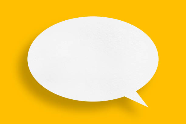 istock White paper in speech bubble shape set against yellow background. 1419737097