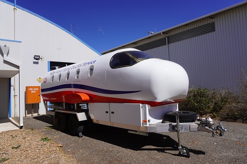 Alice Springs, Northern Territory, Australia, August 23, 2022.\nThe simulator is meant to give primary students an insight into the work of the Royal Flying Doctor Service