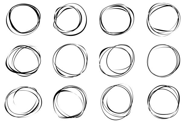 ilustraciones, imágenes clip art, dibujos animados e iconos de stock de conjunto creativo vectorial de boceto de línea circular dibujado a mano aislado sobre ilustración de fondo blanco - twisted yarn