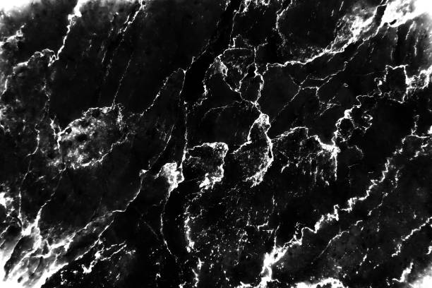 istock Dark black marble old texture with cracked white patterns abstract background 1419754553