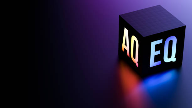 istock AQ and EQ symbol on a cube with copy space. IQ and EQ concept. 3D render. 1419757991