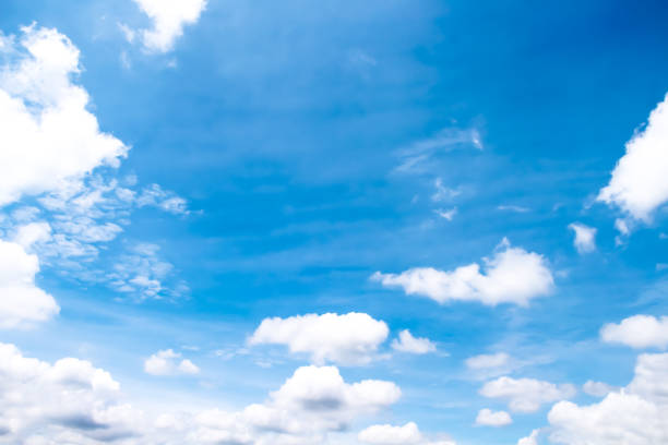 istock Light clouds on vast bright blue sky with wind fresh air background 1419761709