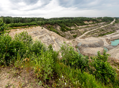 panoramic view of the kaolin quarry near the city of Kyshtym Chelyabinsk region in Russia