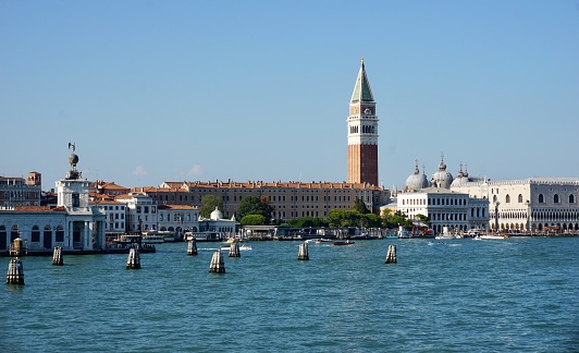 Venice from the sea. View of Venice and St. Mark's Square from the water.