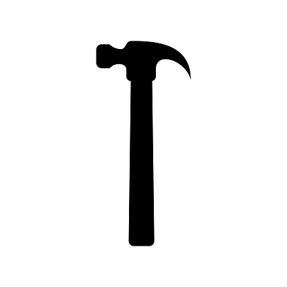 Simple And Clean Hammer Silhouete Vector Icon Design
