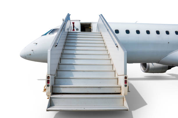 istock Passenger jet plane with aircraft steps isolated on white background 1419777200