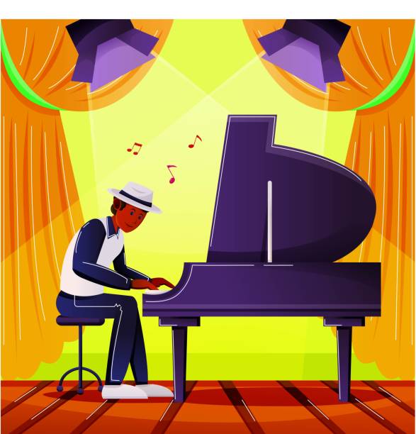 ilustrações de stock, clip art, desenhos animados e ícones de piano playing show - child prodigy