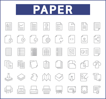 Contains such Icons as report, document, file, attachment, shredder, stationery, notes, paperclip and more.