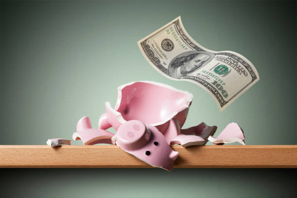 istock Broken piggy bank and one hundred dollar bill 1419783928