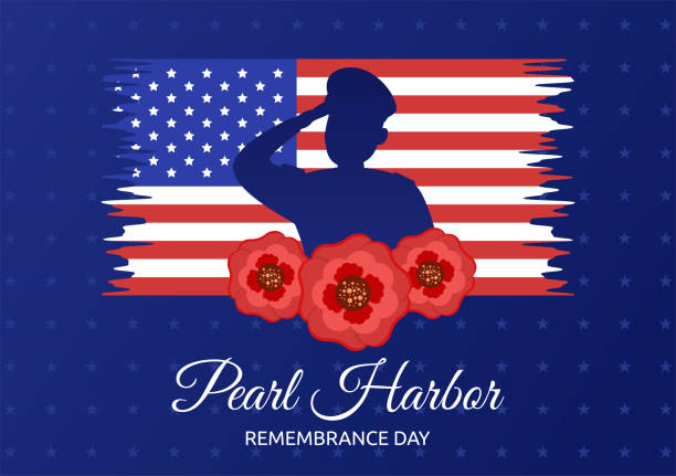 happy pearl harbor remembrance day on december 7 template hand drawn cartoon flat illustration for national memorial of ceremony - pearl harbor 幅插畫檔、美工圖案、卡通及圖標