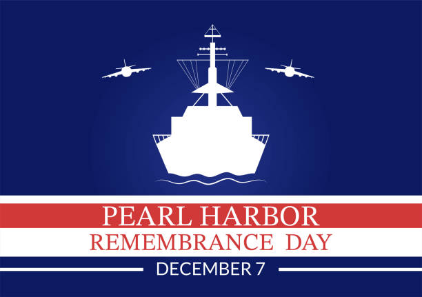szczęśliwego dnia pamięci pearl harbor 7 grudnia szablon ręcznie rysowana kreskówka płaska ilustracja do narodowego pomnika ceremonii - pearl harbor stock illustrations