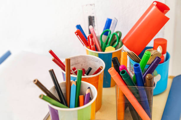 istock Pens on the school desk 1419804721