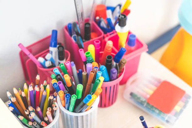 istock Pens on the school desk 1419804759