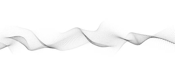 Abstract dynamic smooth wave. Sound wave concept. Futuristic particle flow on a white background. Digital impulse equalizer technology. Vector illustration. Abstract dynamic smooth wave. Sound wave concept. Futuristic particle flow on a white background. Digital impulse equalizer technology. wire mesh stock illustrations