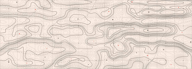 topografischer kartenhintergrund. geographische linienkarte mit höhenzuweisungen. geografisches konturhintergrundraster. vektorillustration. - topographic map compass map chart stock-grafiken, -clipart, -cartoons und -symbole