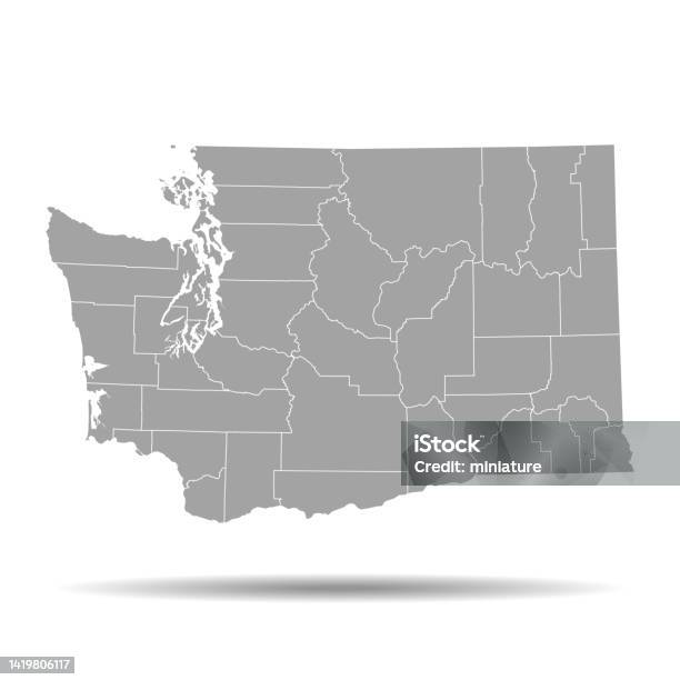 Simple Washingto State Map Washington Map Stock Illustration - Download Image Now - District, Map ...