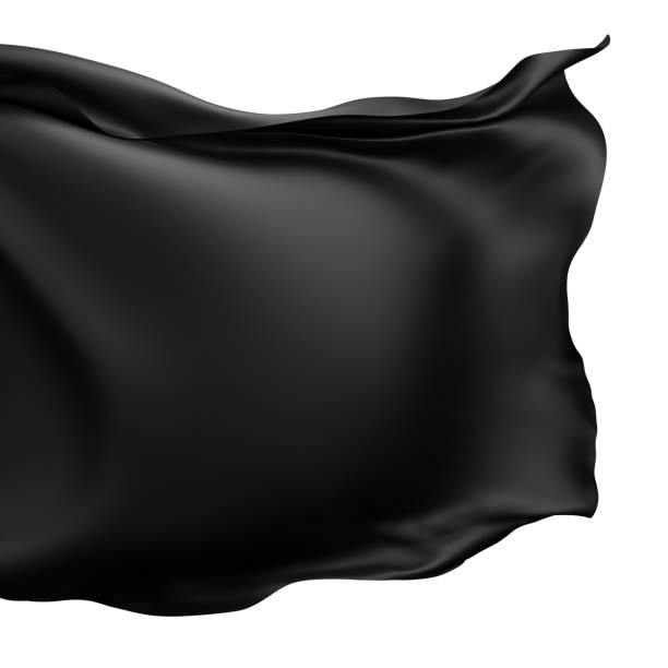 istock Black fabric flying in the wind isolated on white background 3D render 1419807476