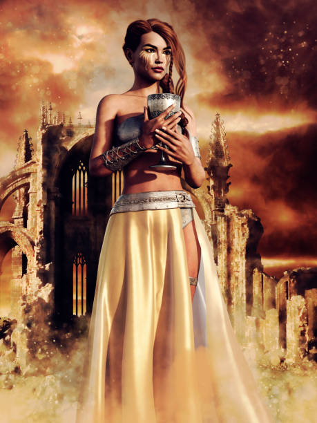 istock Fantasy priestess in a city ruins 1419809105