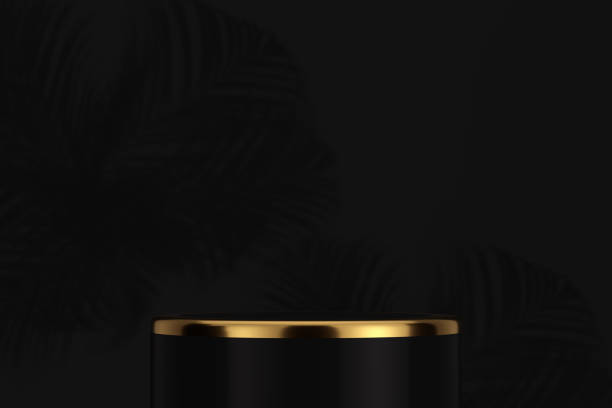 istock Abstract Black Product Display Podium with Golden Top. 3d Rendering 1419813593