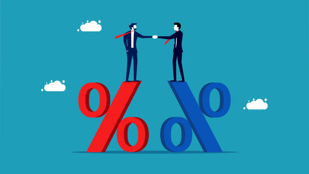 istock Agreement on interest rates. business people shaking hands on a percent sign 1419814787